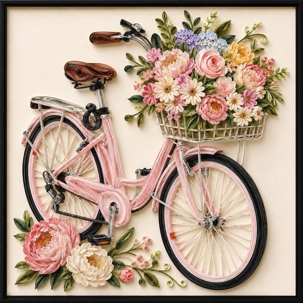 8 X 8 Framed Quilled Pink Floral 3 Cee